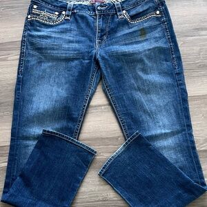 Rock Revival Women's Blue Skinny Jeans with Stud Accents